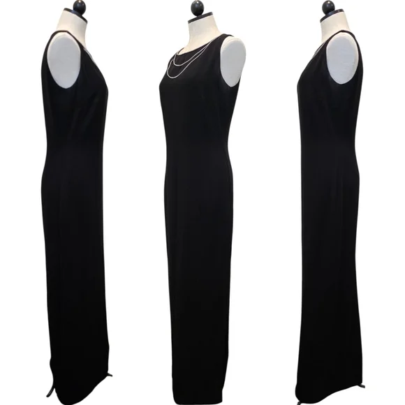 Ellen Tracy Linda Allard Vintage Rhinestone Embellished Maxi Formal Modest Dress - Picture 4 of 8